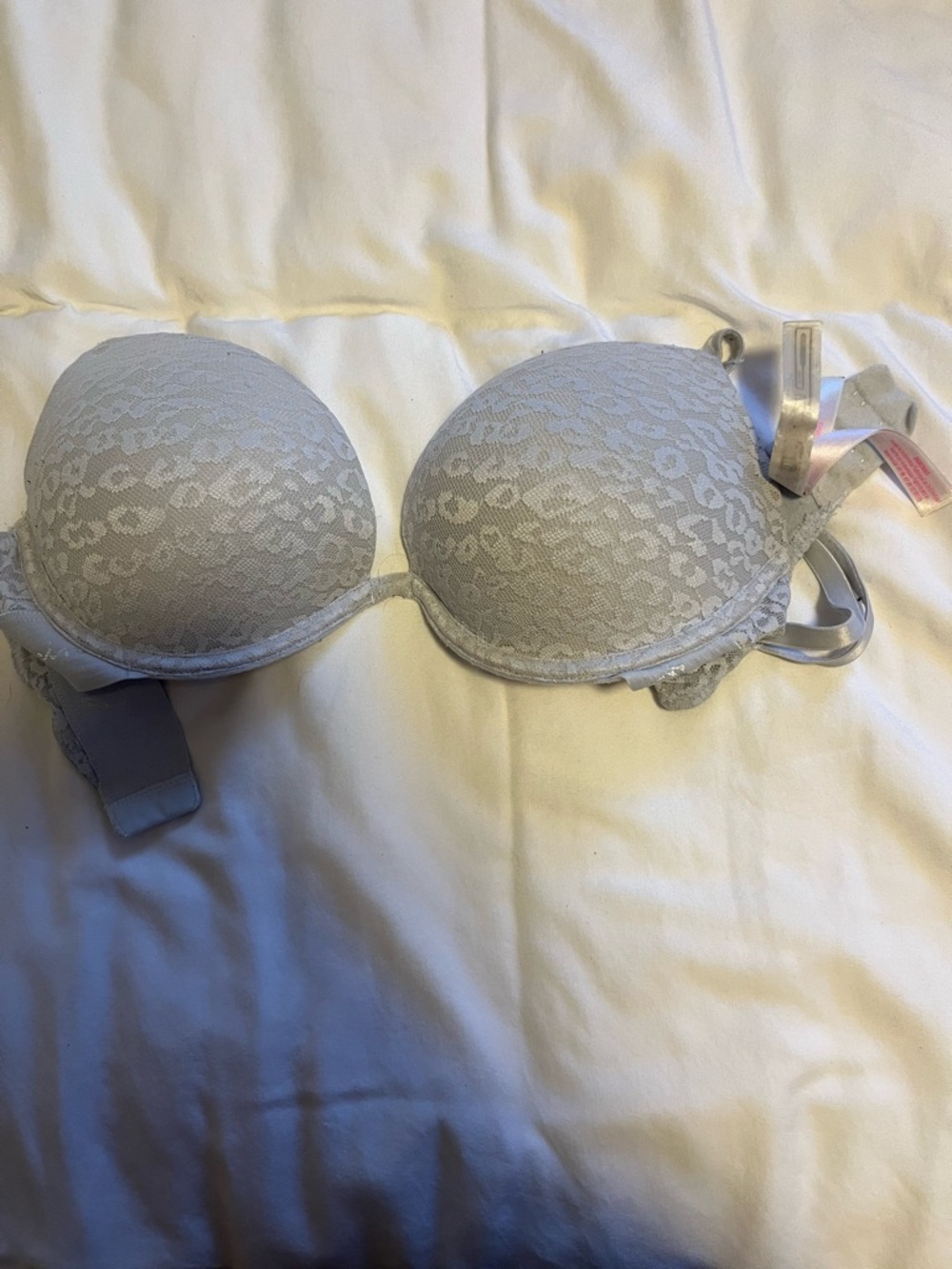 Victoria's Secret Light Gray Lace Push-Up Bra bombshell bra